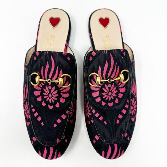 Gucci Princetown Loafers Jacquard Floral Slippers EU 36.5 - Picture 3 of 11